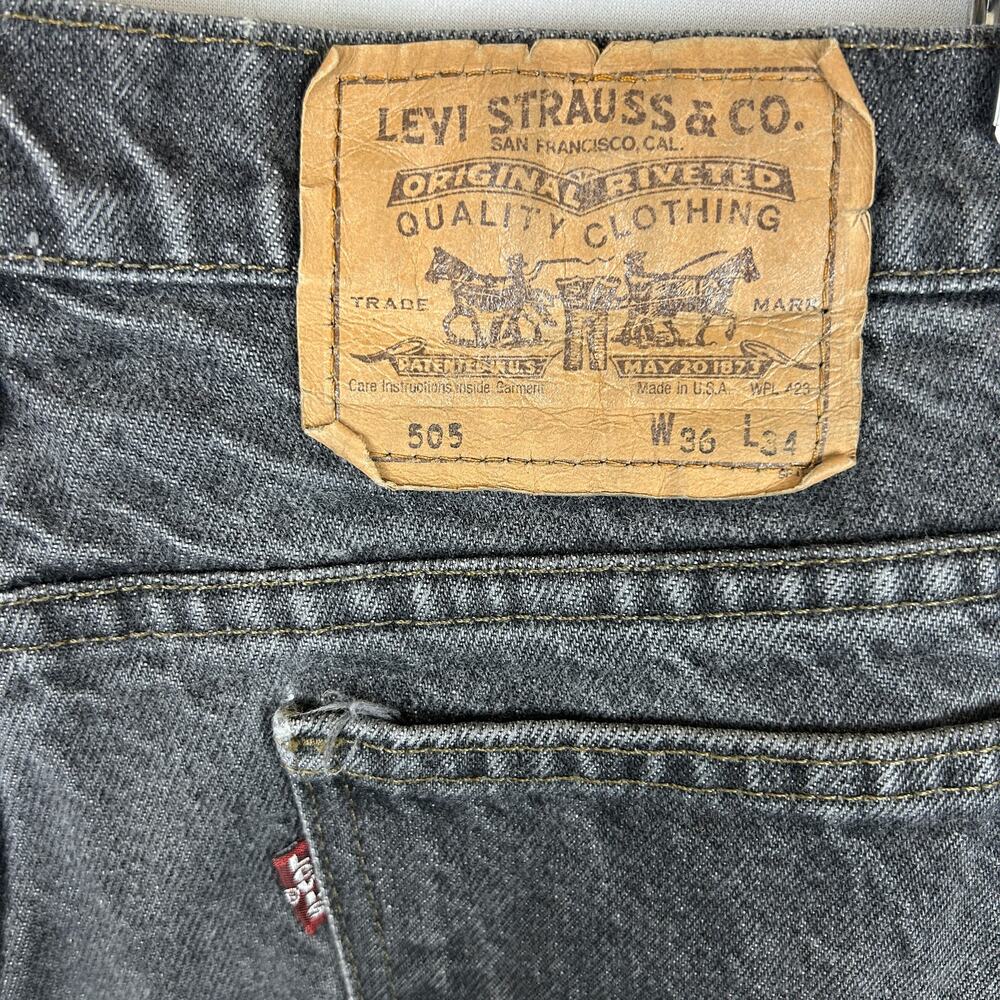 Levi's 505 Regular Fit Jeans Black Vintage 80s Men's Size 36x34 (Measures 34x34)